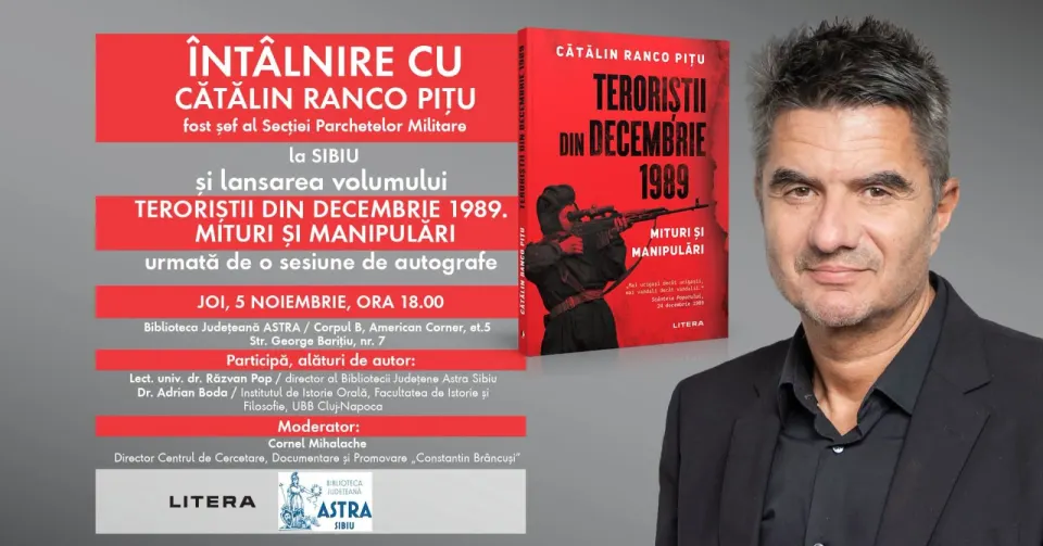 Cătălin Ranco Pițu lansează „Teroriștii din decembrie 1989” pe 5 noiembrie, la Biblioteca ASTRA din Sibiu