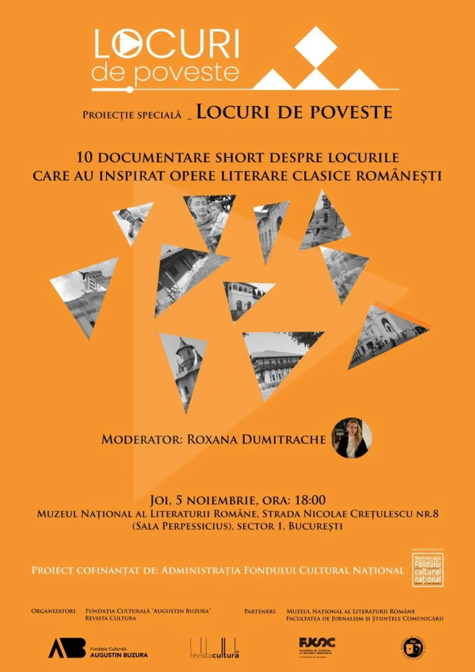 Afișul proiecției speciale „Locuri de poveste” de la MNLR