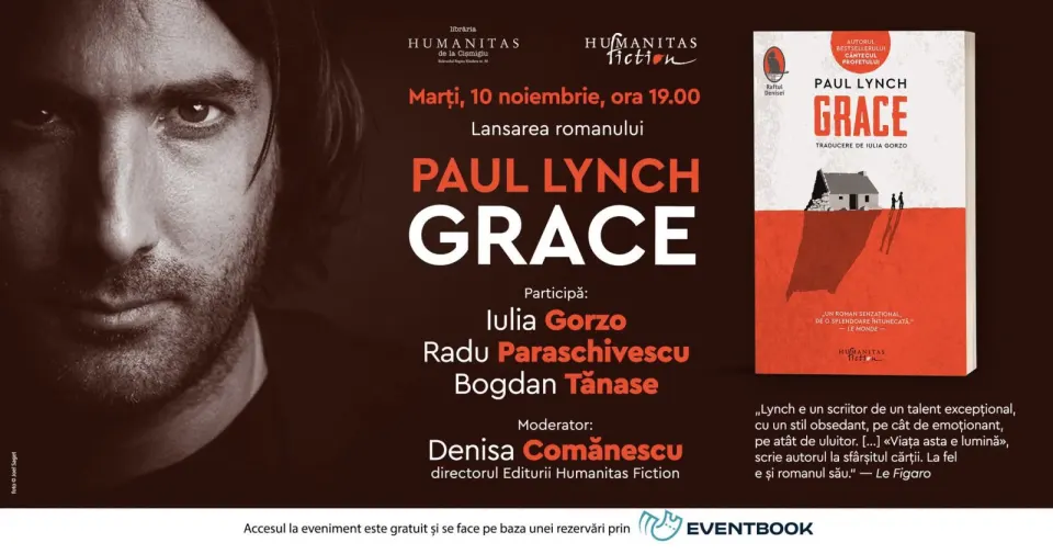 „Grace”, romanul lui Paul Lynch, laureatul Booker Prize, se lansează pe 10 noiembrie la Humanitas Cișmigiu