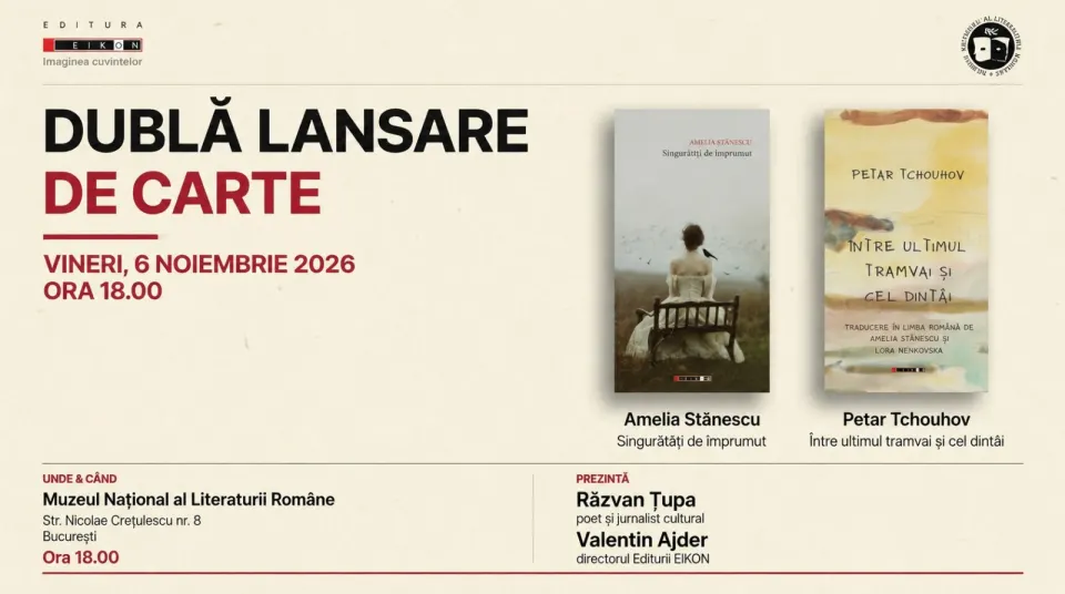 Seară de poezie la Muzeul Literaturii: Amelia Stănescu și bulgarul Petar Tchouhov își lansează volumele pe 6 noiembrie