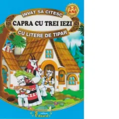 Coperta cărții Invat sa citesc Capra cu trei iezi cu litere de tipar