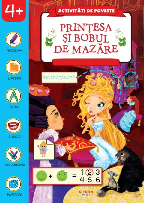 Coperta cărții Activitati de poveste. Printesa si bobul de mazare. Carte cu autocolante