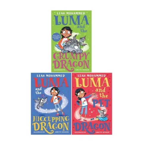 Coperta cărții Luma 3 Books Collection Set by Leah Mohammed (Luma and the Pet Dragon, Luma and the Hiccupping Dragon, Luma and the Grumpy Dragon)