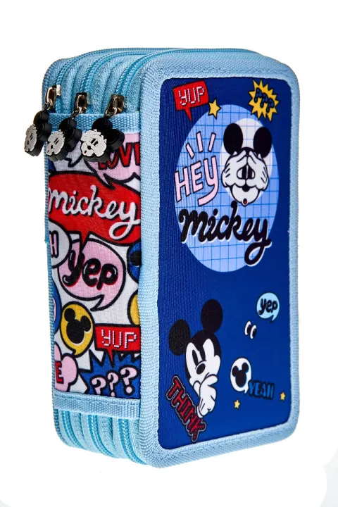 Coperta cărții Penar cu 3 fermoare, echipat, 39 piese, Mickey Mouse