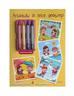Coperta cărții Activitati in orice anotimp. Carte de colorat cu 4 creioane cerate