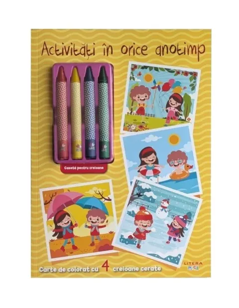 Coperta cărții Activitati in orice anotimp. Carte de colorat cu 4 creioane cerate
