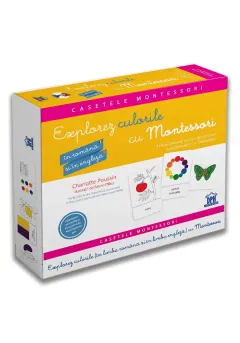 Coperta cărții Explorez culorile cu montessori - in romana si in engleza - 163 de jetoane pentru dezvoltarea vocabularului si a creativitatii