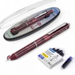 Coperta cărții Stilou retractabil Writech M corp rosu cu cutie cadou si 5 patroane cerneala albastre