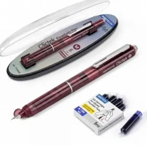 Coperta cărții Stilou retractabil Writech M corp rosu cu cutie cadou si 5 patroane cerneala albastre