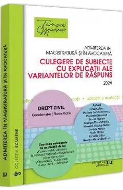 Coperta cărții Admiterea in magistratura si in avocatura. Culegere de subiecte Ed.6