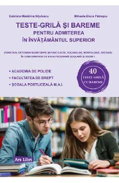 Coperta cărții Teste-grila si bareme pentru admiterea in invatamantul superior - Gabriela-Madalina Nitulescu, Mihaela-Elena Pastrascu