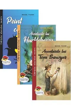 Coperta cărții Pachet 3 carti: Print si cersetor + Aventurile lui Tom Sawyer + Aventurile lui Huckleberry Finn