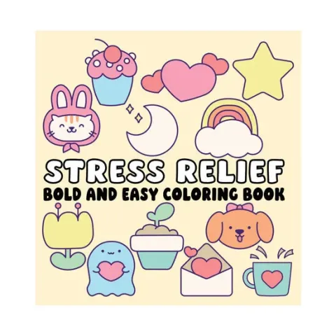 Coperta cărții Stress Relief Bold and Easy Coloring Book