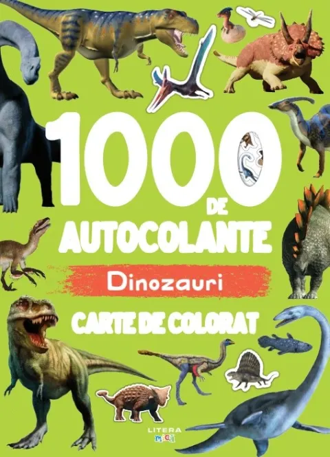 Coperta cărții 1000 de autocolante. Dinozauri. Carte de colorat