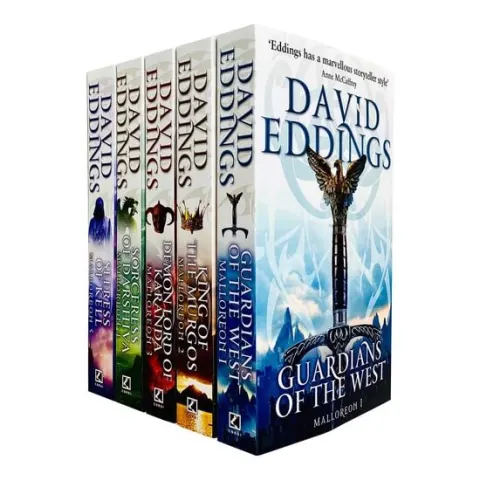 Coperta cărții Malloreon Series Books 1 - 5 Collection Set by David Eddings (Guardians of the West, King of the Murgos, Demon Lord of Karanda, Sorceress of Darshiva & Seeress of Kell)