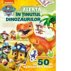 Coperta cărții Patrula Catelusilor. Alerta in Tinutul Dinozaurilor. Carte de activitati cu 50 de autocolante mari!