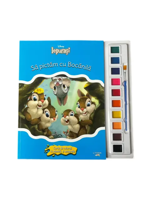 Coperta cărții Disney. Iepurasi. Sa pictam cu Bocanila. Carte de colorat cu pensula si acuarele
