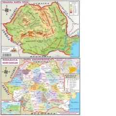 Coperta cărții Harta fizica si administrativa a Romaniei, A4