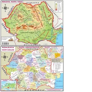 Coperta cărții Harta fizica si administrativa a Romaniei, A4