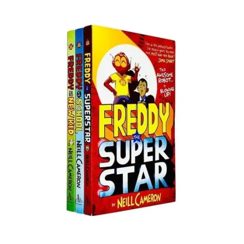 Coperta cărții The Awesome Robot Chronicles Series Books 1 - 3 Collection Set by Neill Cameron (Freddy vs School, Freddy the Superstar & Freddy and the New Kid)