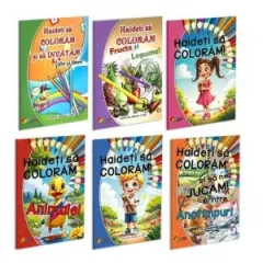 Coperta cărții Pachet Haideti sa coloram! (6 carti)