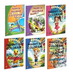 Coperta cărții Pachet Haideti sa coloram! (6 carti)