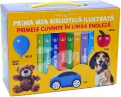 Coperta cărții Cutie. Bebe invata. Prima mea biblioteca ilustrata. Primele cuvinte in limba engleza