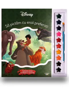 Coperta cărții Disney. Sa pictam cu eroii preferati. Carte de colorat cu pensula si acuarele