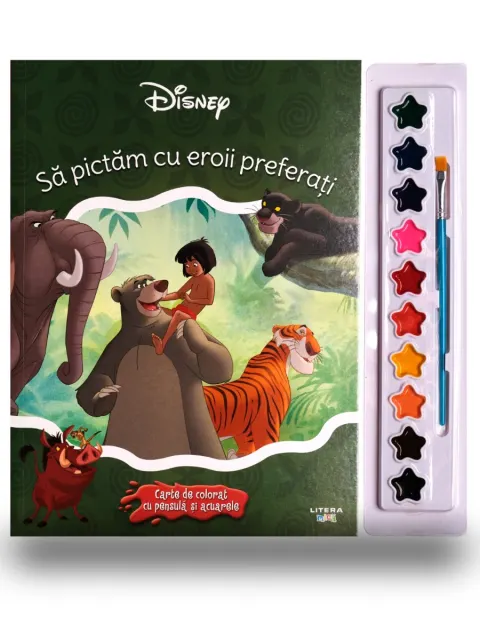 Coperta cărții Disney. Sa pictam cu eroii preferati. Carte de colorat cu pensula si acuarele