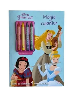 Coperta cărții Disney Printese. Magia culorilor. Carte de colorat cu 4 creioane cerate