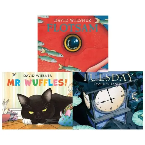 Coperta cărții David Wiesner Series 3 Books Collection Set (Tuesday, Mr Wuffles, Flotsam)