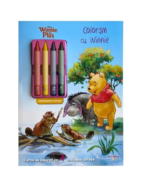 Coperta cărții Disney Winnie de Plus. Coloram cu Winnie. Carte de colorat cu 4 creioane cerate