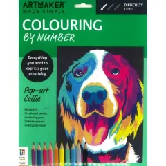 Coperta cărții Art Maker Made Simple Colour By Number Kit Pop-Art Collie