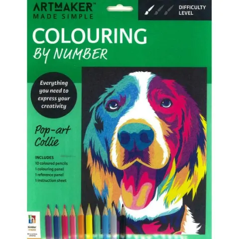 Coperta cărții Art Maker Made Simple Colour By Number Kit Pop-Art Collie