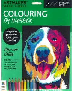 Coperta cărții Art Maker Made Simple Colour By Number Kit Pop-Art Collie