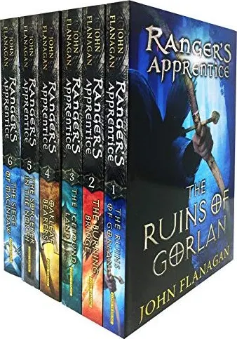 Coperta cărții Rangers Apprentice 6 Books Collection Set - Ruins of Gorlan, Burning Bridge, Icebound Land, The Oakleaf Bearers, The Sorcerer in the North, The Siege of Macindaw