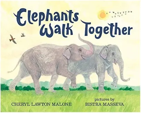 Coperta cărții Elephants walk together
