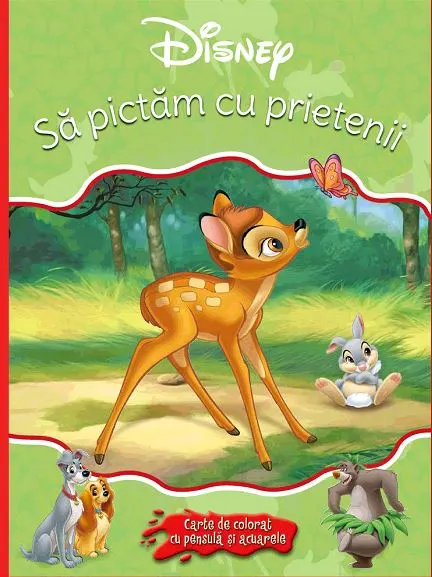 Coperta cărții Disney Clasic. Sa pictam cu prietenii. Carte cu pensula si 10 acuarele