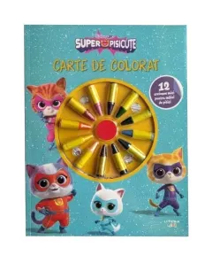Coperta cărții Disney Superpisicute. Carte de colorat. 12 creioane mici pentru maini de pitici