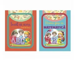 Coperta cărții Set 2 carti Caiete de lucru pentru clasa pregatitoare: 1. Invat sa scriu; 2. Primii pasi in matematica