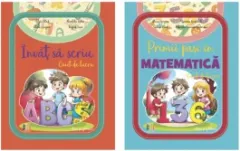Coperta cărții Set 2 carti Caiete de lucru pentru clasa pregatitoare: 1. Invat sa scriu; 2. Primii pasi in matematica