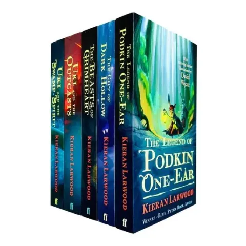 Coperta cărții Longburrow Book Series 5 Books Collection Set par Kieran Larwood (La Légende de Podkin One-Ear, Le Cadeau de Dark Hollow, Les Bêtes de Grimheart, Uki et les Outcasts, Uki et l'Esprit des Marais)