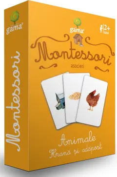 Coperta cărții Montessori. Asocieri - Animale. Hrană și adăpost