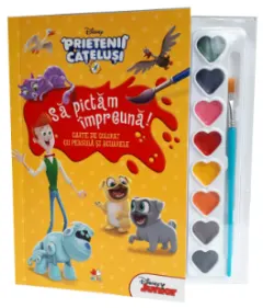 Coperta cărții Disney. Prietenii cățeluși. Să pictăm împreună! Carte de colorat cu pensulă și acuarele