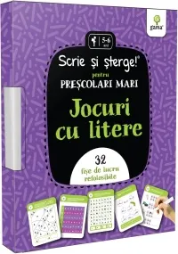 Coperta cărții Scrie si sterge! pentru prescolari mari - Jocuri cu litere. 32 fise de lucru refolosibile