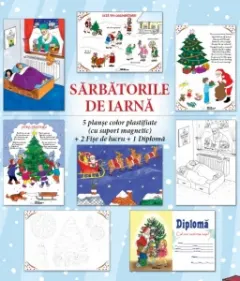Coperta cărții Set planse A4 Sarbatorile de iarna (5 planse plastifiate si cu 2 benzi magnetice + 2 fise de lucru + 1 diploma)