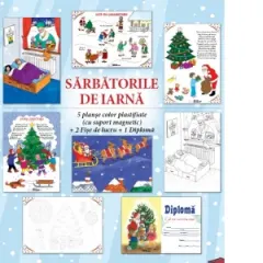 Coperta cărții Set planse A4 Sarbatorile de iarna (5 planse plastifiate si cu 2 benzi magnetice + 2 fise de lucru + 1 diploma)
