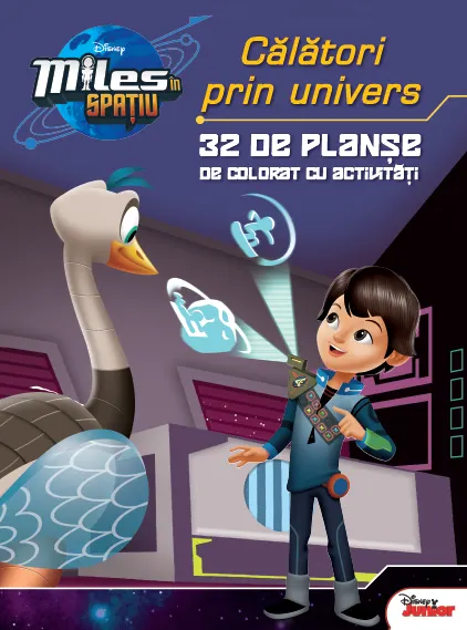 Coperta cărții Miles în spațiu. Călători prin univers. 32 de planșe de colorat cu activități