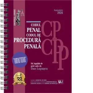 Coperta cărții Codul penal si Codul de procedura penala. Septembrie 2026. Editie spiralata, tiparita pe hartie alba