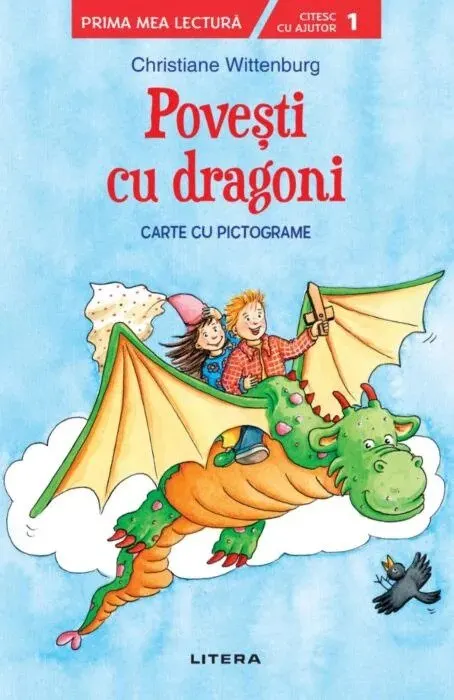 Coperta cărții Povesti cu dragoni. Carte cu pictograme. Citesc cu ajutor (nivelul 1)